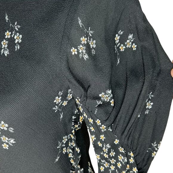 Tibi Black Multi Lila Floral Print Florence Midi Ruffle Long Dress Size 00‎ - Picture 4 of 13